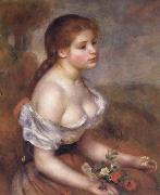 Pierre Renoir Young Girl with Daisies painting